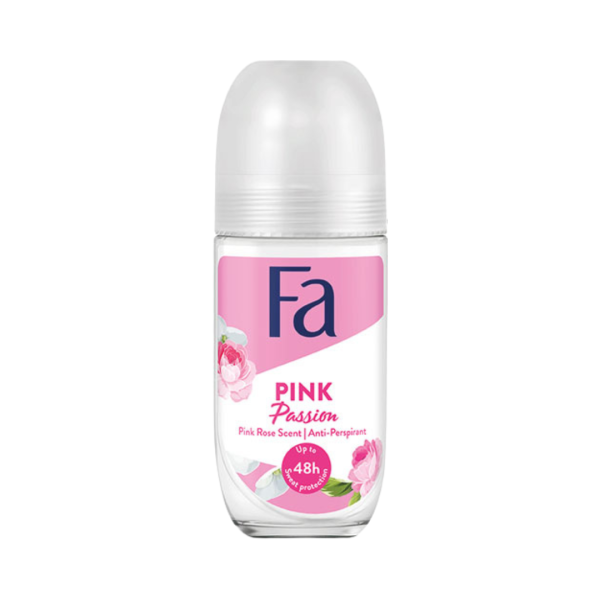 Fa Women Pink Passion Pink Rose Scent, 48h Deo Roll­on, Anti Transpirant Anti Perspirant, 50ml